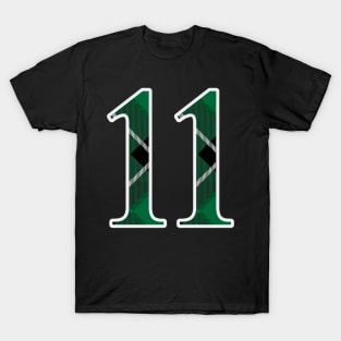 11 Sports Jersey Number Green Black Flannel T-Shirt